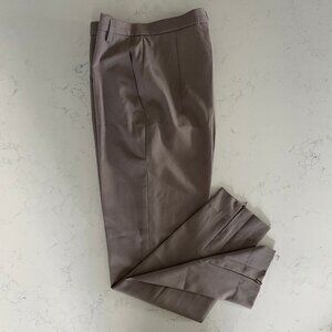 Jil Sander Pur New Wool Hi Rise Pants w Cuff Zip Detail Neutral Taupe Sz 34